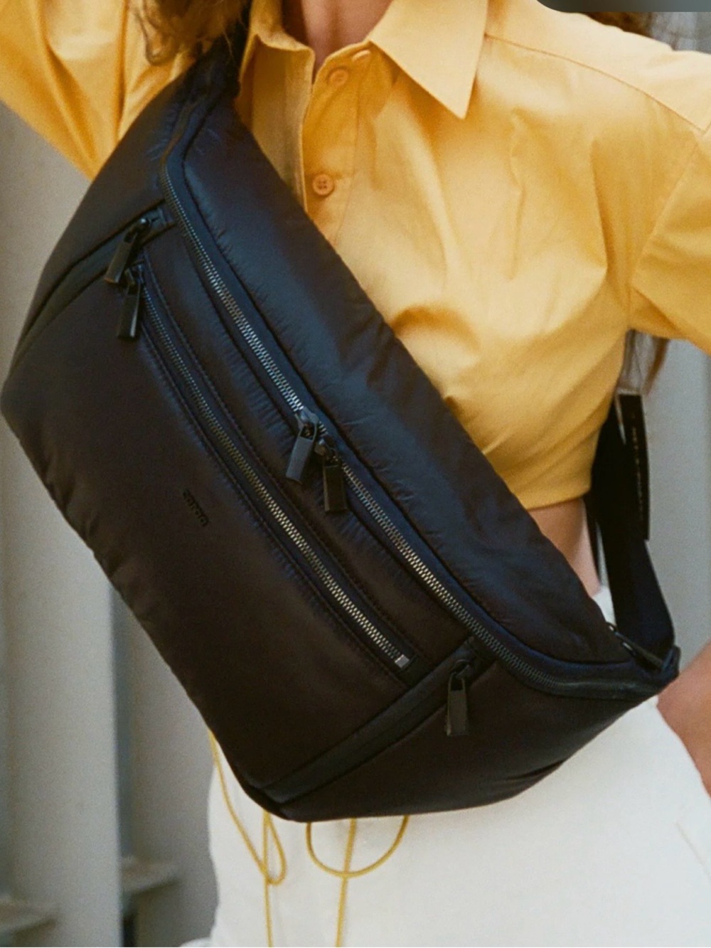 Caraa Black Crossbody Sling Bag - Nylon Waist Pack